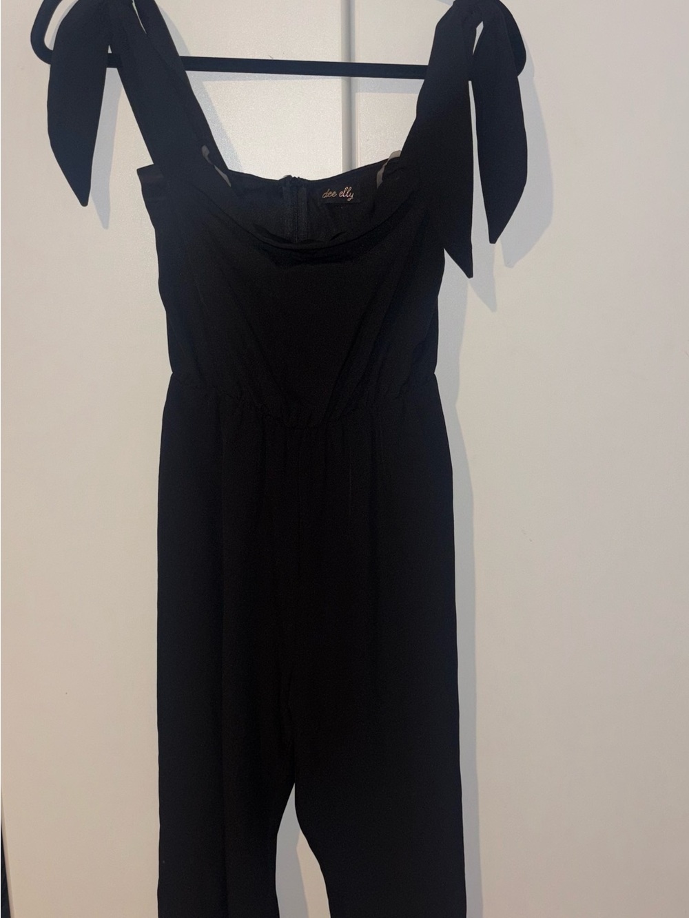 Tie-Shoulder Black Jumpsuit - women ely